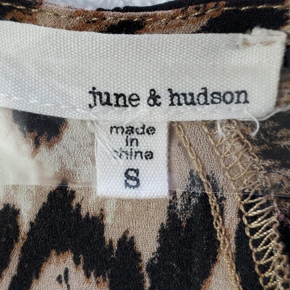 JUNE & HUDSON Leopard Print Silky Butterfly Sleeve Blouse, Small - Picture 10 of 11